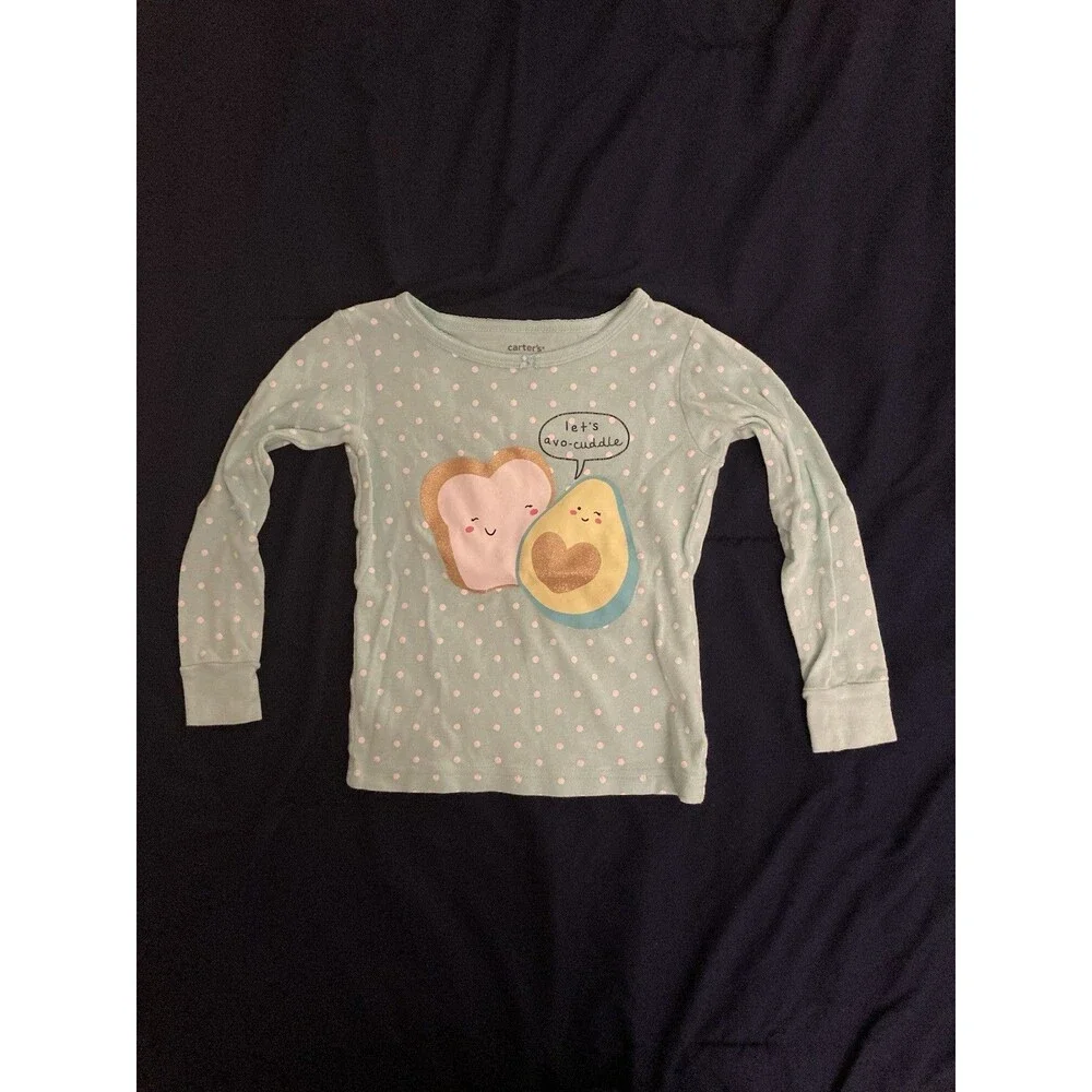 4T Carter’s girl clothes - 2 piece outfit | polka dot and avocado theme